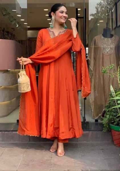 Party Wear Ready to Wear Vichitra Silk Embroidered Kurti Pant Set with Dupatta for Women  Embroidery Kurtis 