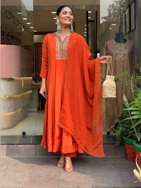 Party Wear Ready to Wear Vichitra Silk Embroidered Kurti Pant Set with Dupatta for Women  Embroidery Kurtis 