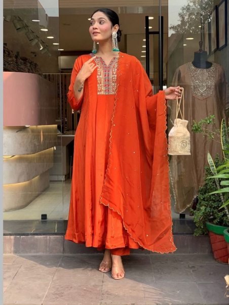Party Wear Ready to Wear Vichitra Silk Embroidered Kurti Pant Set with Dupatta for Women  Embroidery Kurtis 