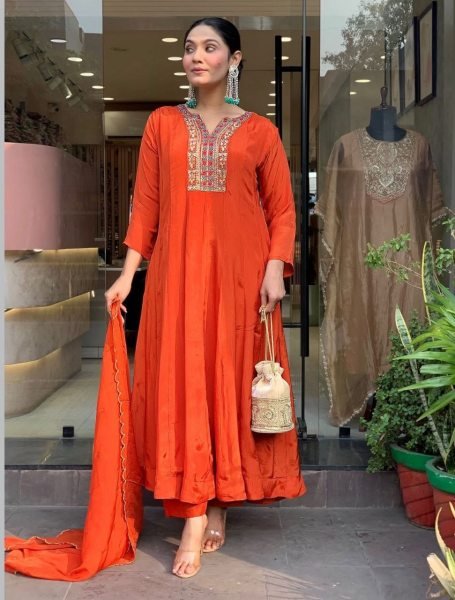 Party Wear Ready to Wear Vichitra Silk Embroidered Kurti Pant Set with Dupatta for Women  Embroidery Kurtis 