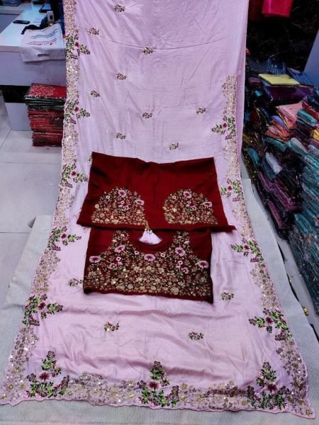 Party Wear Soft Dolla Silk Saree And Heavy Embroidery Work  Silk Sarees Wholesale