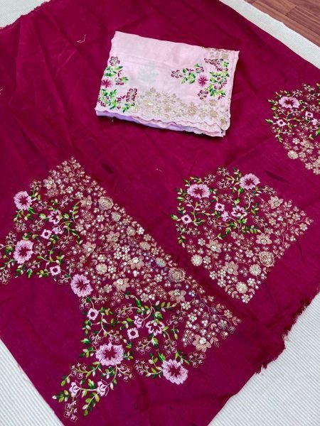 Party Wear Soft Dolla Silk Saree And Heavy Embroidery Work  Silk Sarees Wholesale