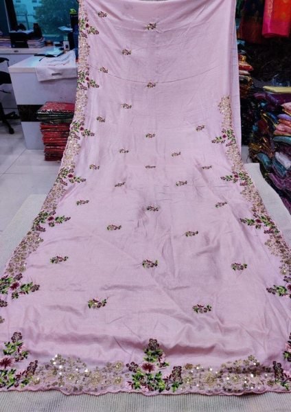 Party Wear Soft Dolla Silk Saree And Heavy Embroidery Work  Silk Sarees Wholesale
