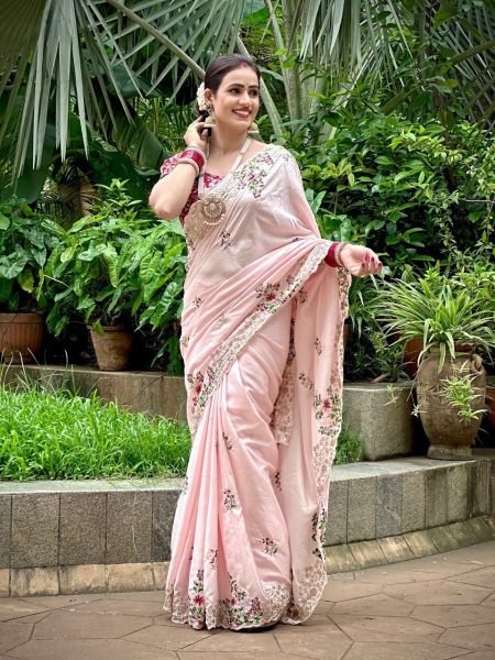 Party Wear Soft Dolla Silk Saree And Heavy Embroidery Work  Silk Sarees Wholesale