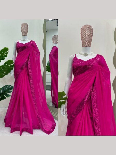 Party Wear Tibby Silk Silk Saree With Sequence Work  Bollywood Fancy Sarees Wholesale