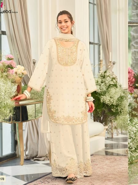 Party Wear White Heavy Chinon Suit Set with Heavy Embroidery and Sequins Salwar Kameez