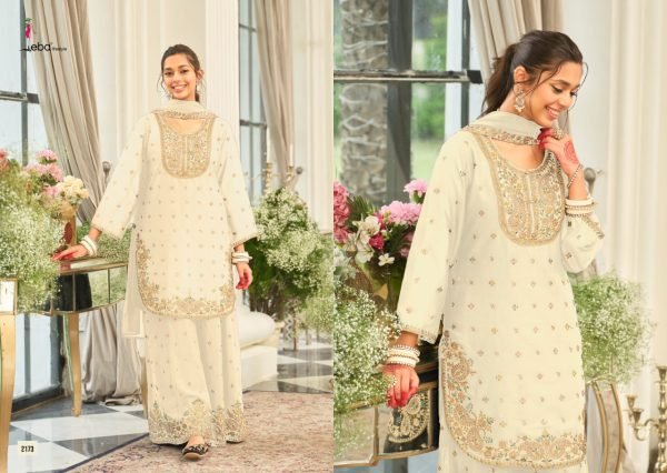 Party Wear White Heavy Chinon Suit Set with Heavy Embroidery and Sequins Designer Plazzo Salwar Suits Wholesale