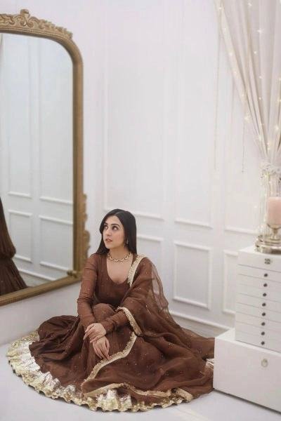 Partywear Faux Georgette Moti Work Gown Set with Dupatta For Women at Manufacturer Price Anarkali Kurtis 