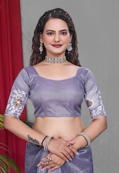 Pastel Net Saree with Embroidery and Latkan Perfect for Festive Events Net Sarees Wholesale