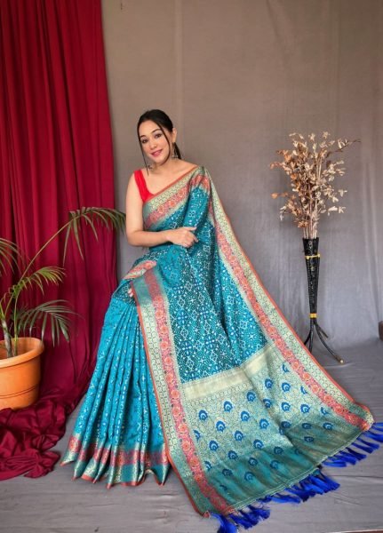 Patola Silk With Gold Zari Zigzag Weaving Saree  Patola Silk Sarees Wholesale