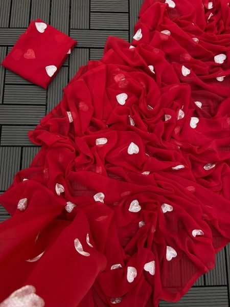 Party Wear Georgette Loving Heart Saree  Georgette Sarees Wholesale