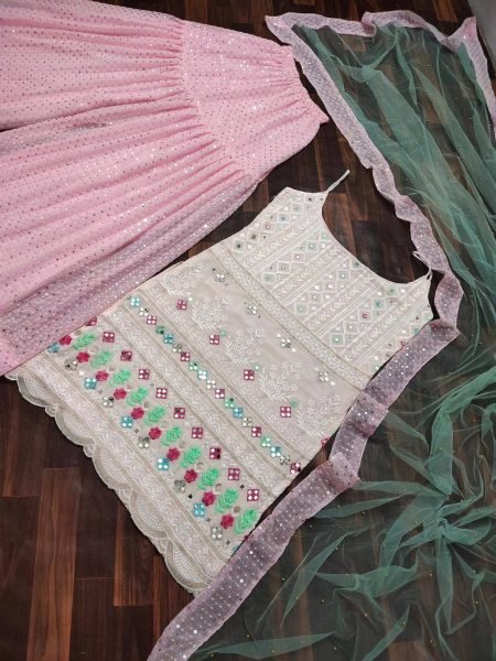 Peach Color Georgette Sharara Suit Ready To Wear Collection