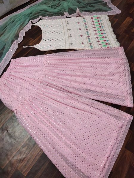 Peach Color Georgette Sharara Suit Ready To Wear Collection