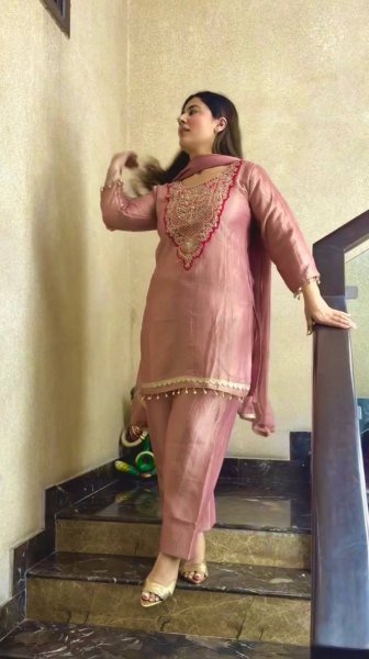 Peach Pure Tissue Salsa Top Plazo Pant Dupatta Set with Sequin Work For Diwali  Ready To Wear Collection
