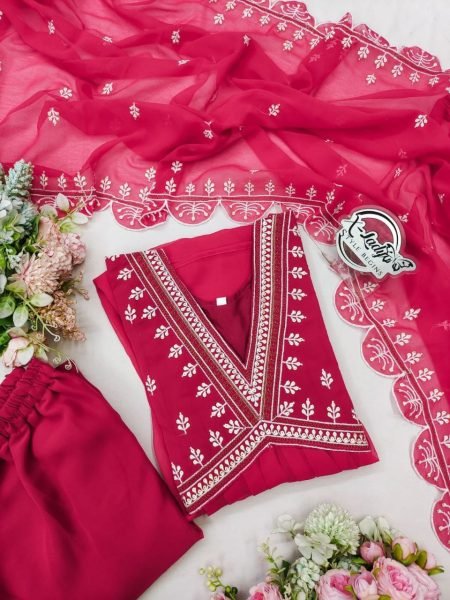 Perfact Outfit For festival Georgette 3pc Set  3 Piece Kurti Set