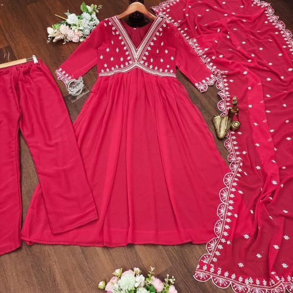 Perfact Outfit For festival Georgette 3pc Set  3 Piece Kurti Set