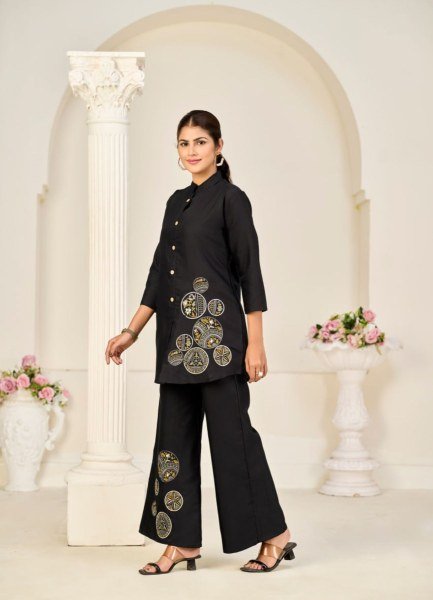 Perfect Black Rayon Slub Heavy Embroidered tunic set Daily Fashion wears at Manufacturer Rate Kurtis