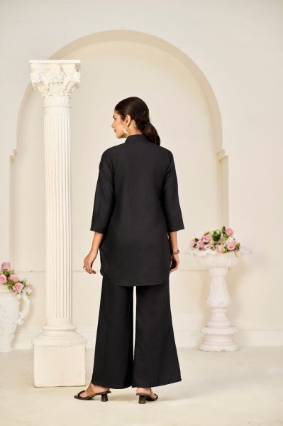 Perfect Black Rayon Slub Heavy Embroidered tunic set Daily Fashion wears at Manufacturer Rate Tunics kurti