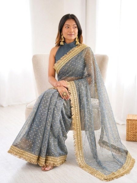 Perfect Grey Party Wear Jacquard Silk Saree at Manufacturer Price Silk Sarees Wholesale