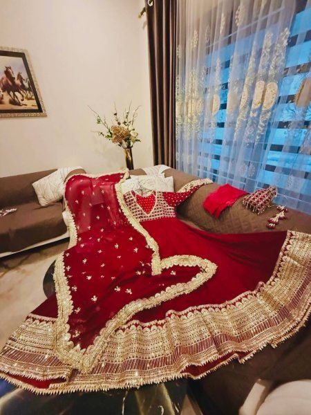 Perfect Maroon Georgette Embroidered Gown with Dupatta Set for Wedding Functions Ready To Wear Collection