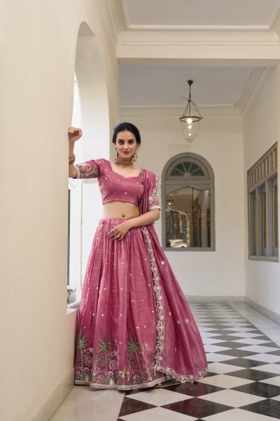 Perfect Pink Sequins Festival Wear Lehenga Choli With Dupatta Designer Lehenga Choli