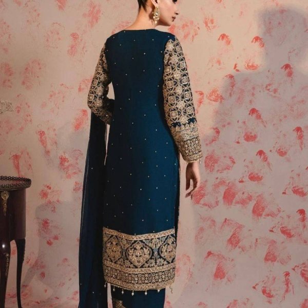 Perfect Teal Blue Color Readymade Suits with Thread and Sequin Work At Manufacturer rate Ready To Wear Collection