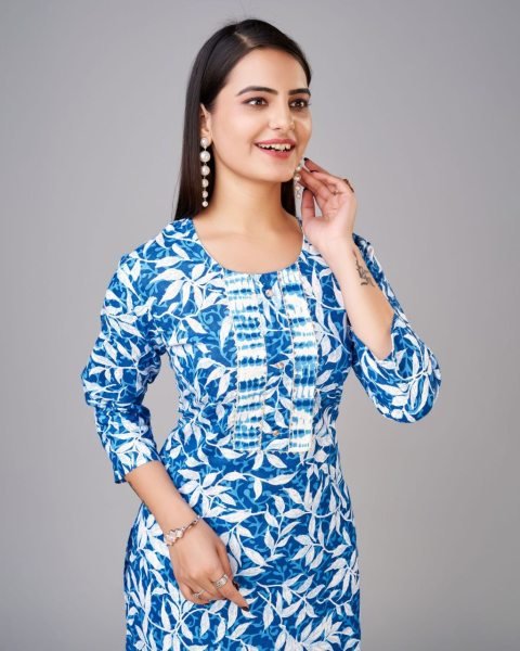 Perfect Womens Cotton Blend Kurti Pant Set Kurti With Bottom Wholesale