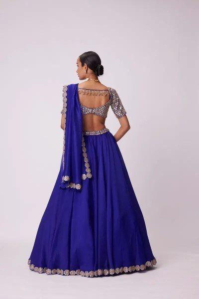 Persian Blue Organza Lehenga with Embroidered Blouse Festive Favorite Designer Lehenga Choli