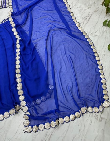 Persian Blue Organza Lehenga with Embroidered Blouse Festive Favorite Designer Lehenga Choli