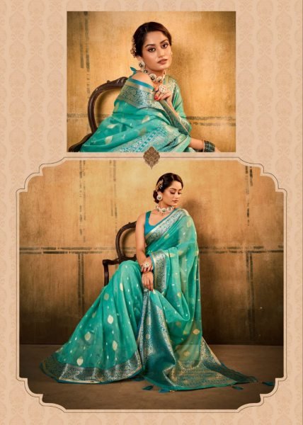 Petals Glow Banarasi Tissue Saree with Luxe Contrast Border Heritage Look for Celebrations Banarasi Saree Wholesale