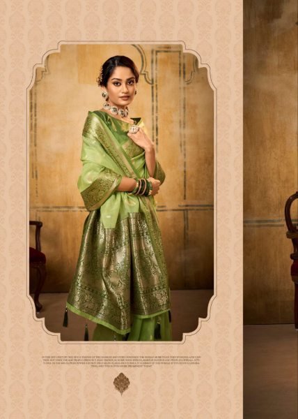 Petals Glow Banarasi Tissue Saree with Luxe Contrast Border Heritage Look for Celebrations Banarasi Saree Wholesale