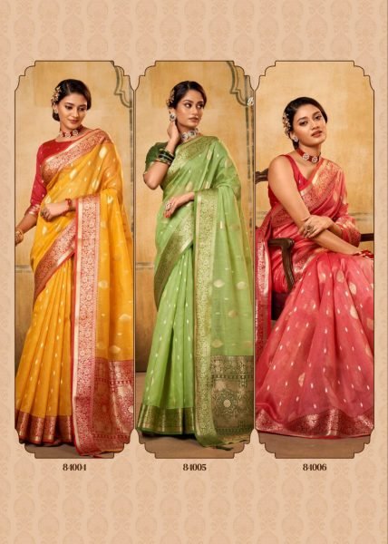 Petals Glow Banarasi Tissue Saree with Luxe Contrast Border Heritage Look for Celebrations Banarasi Saree Wholesale
