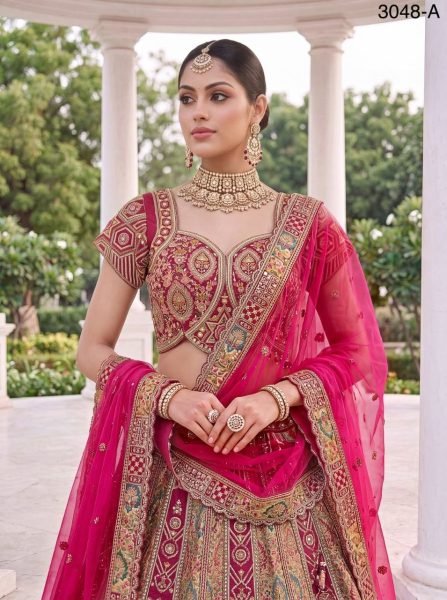 Pink Banarasi Silk and Gadhwal Silk Bridal Lehenga with German Zari Embroidery Bridal Lehenga Choli