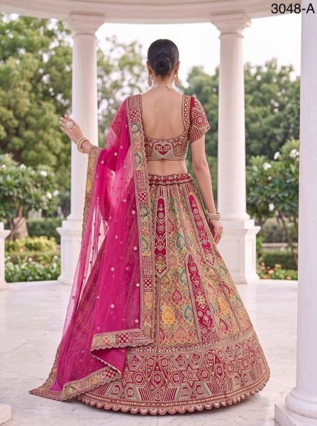 Pink Banarasi Silk and Gadhwal Silk Bridal Lehenga with German Zari Embroidery Bridal Lehenga Choli