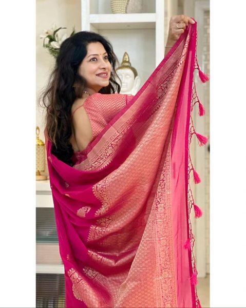 Pink Banarasi Soft Silk Saree with Designer Zari Border for Festive Functions Banarasi Saree Wholesale