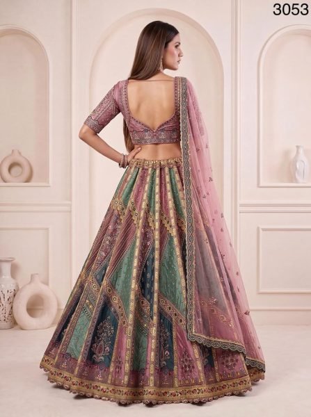 Pink Bridal Gadhwal Silk Lehenga with Dori Work  Zari Embroidery and Diamond Handwork Bridal Lehenga Choli