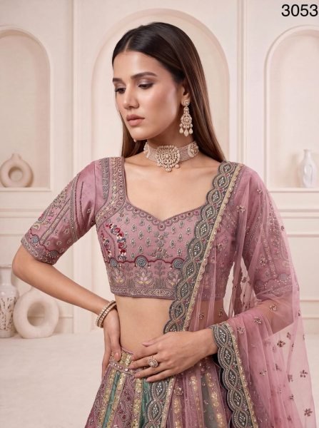 Pink Bridal Gadhwal Silk Lehenga with Dori Work  Zari Embroidery and Diamond Handwork Bridal Lehenga Choli