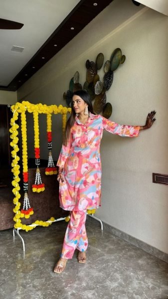 Pink Color Muslin Printed Co Ord Set CO ORD Sets