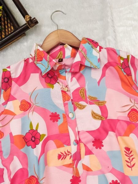 Pink Color Muslin Printed Co Ord Set CO ORD Sets