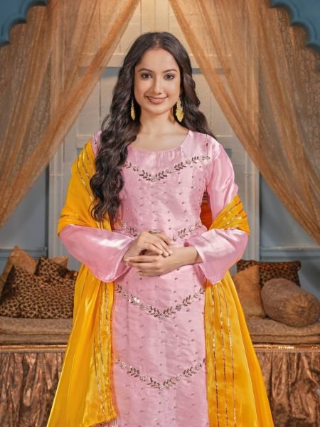 Pink Color Party Wear Heavy Sequence Work Top Dhoti With Fancy Dupatta   Ready To Wear Collection