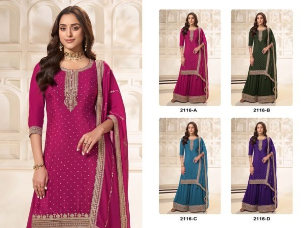 Pink Designer Dola Silk Salwar Suit with Embroidered Chinon Bottom for Festive Wear Designer Plazzo Salwar Suits Wholesale