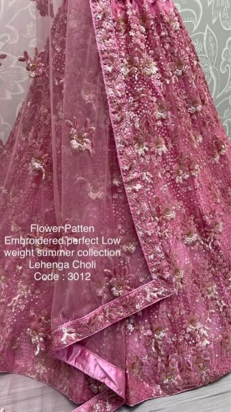 Pink Designer Net Lehenga Choli with Floral Sequins Work for Wedding Wear Designer Lehenga Choli