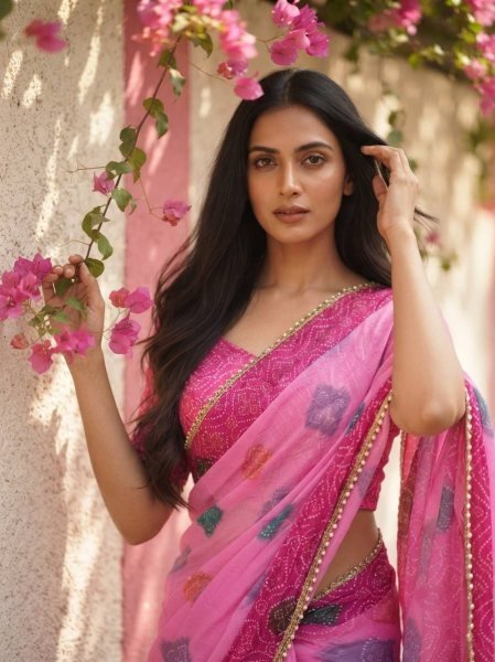 Dapper Pink Designer Space Silk Bandhani Print Saree with Bhungali Work Silk Sarees Wholesale