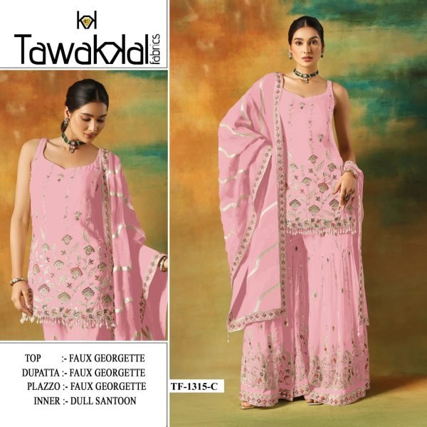 Pink Faux Georgette Sharara Suit with Mirror and Thread Embroidery Perfect for Wedding Outfit Designer Plazzo Salwar Suits Wholesale