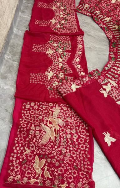 Pink Georgette 4m Flare Lehenga with Sequins and Bird Embroidery Reception Wear Designer Lehenga Choli