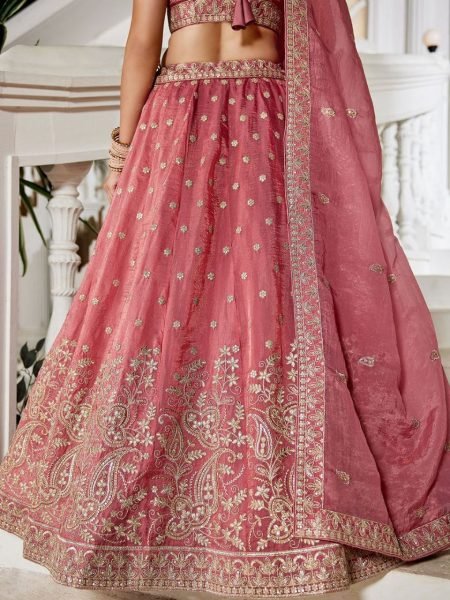Pink Golden Tissue Bridal Lehenga with Sequin Work Wedding Wear at Manufacturer Price Bridal Lehenga Choli