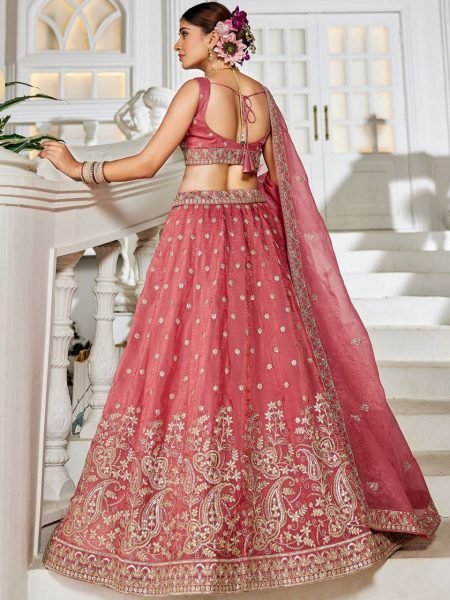 Pink Golden Tissue Bridal Lehenga with Sequin Work Wedding Wear at Manufacturer Price Bridal Lehenga Choli