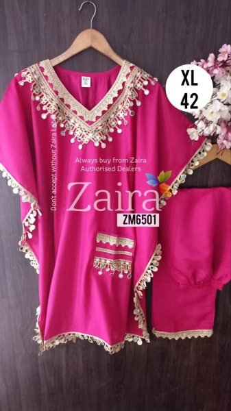 Pink Mirror Work Muslin Kaftan Set Festive Readywear for Mehndi &  Day Functions Kaftan 