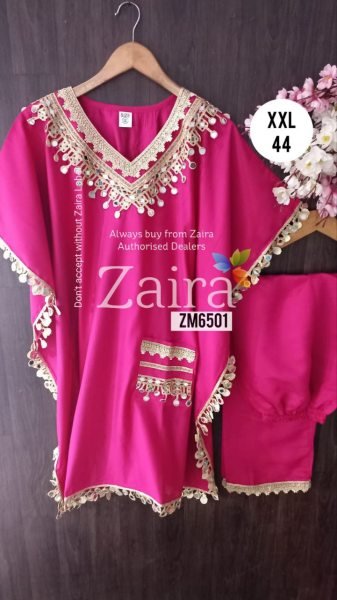 Pink Mirror Work Muslin Kaftan Set Festive Readywear for Mehndi &  Day Functions Kaftan 