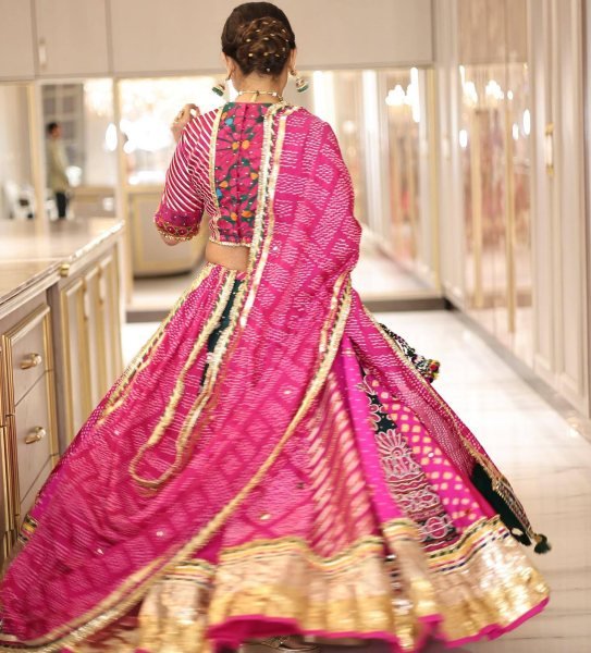 Pink Muslin Cotton Navratri Lehenga Choli with Real Mirror For Festival Garba Wear Navratri Lehnega Choli